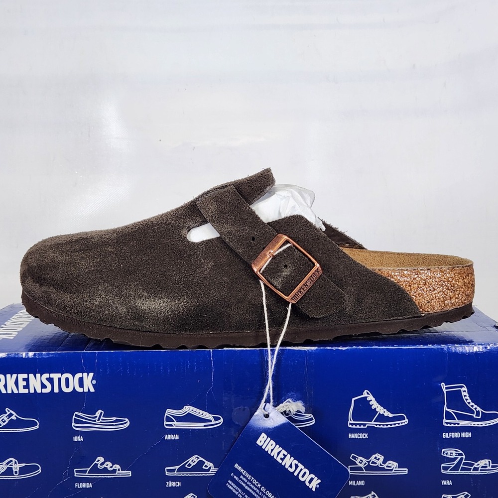 Birkenstock Boston Clog Women Size 8 NARROW Mocca Suede Soft Footbed Slip On